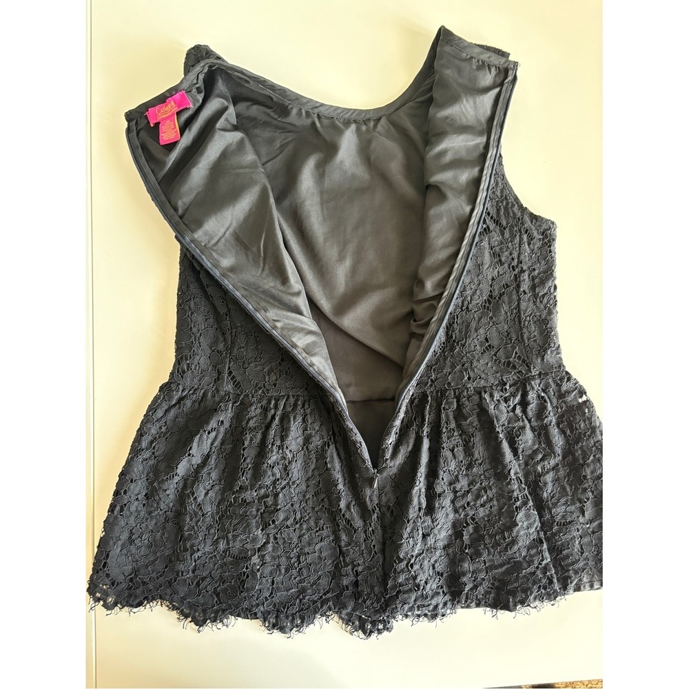 Catherine Malandrino Black Lace Peplum Tank Top - Picture 5 of 10